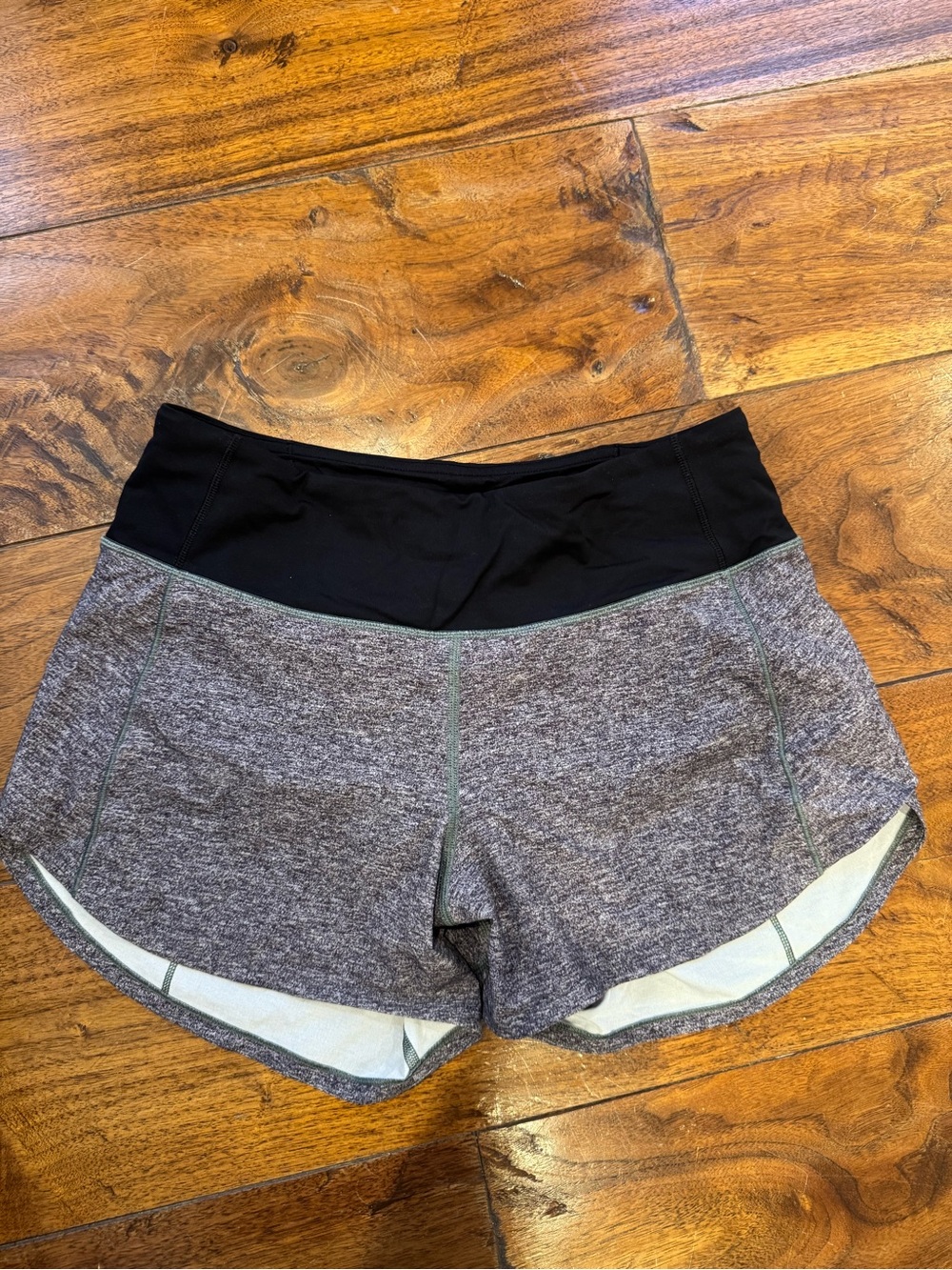 Lululemon Women's Black & Gray Athletic Shorts - High Waist Performance